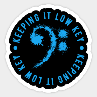 Bass Clef Blue - Keeping It Low Key Funny Music Lovers Gift Sticker